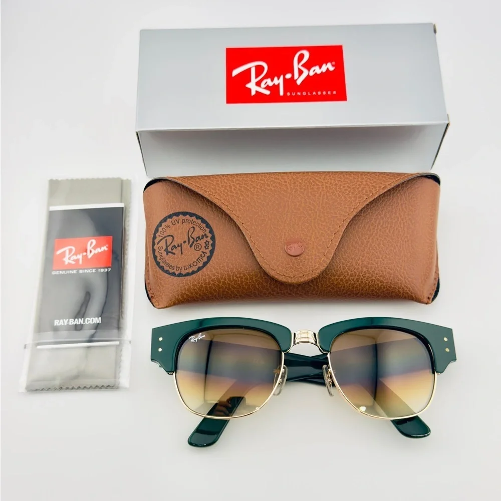 Ray-Ban Mega Clubmaster Sunglasses RB0316-S Polished Green and Gold Frame UNISEX